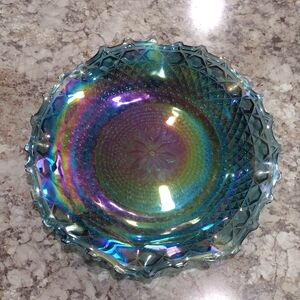 Blue irredescent/carnival dish/bowl